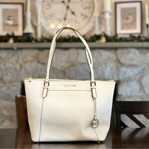 Michael Kors Ciara Large Tote Saffiano Leather Optic White